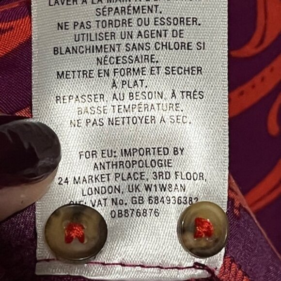 Anthropologie 52 Conversations Colloquial Yoked Button Down Toot Your Horn Sz 10 - Picture 13 of 15